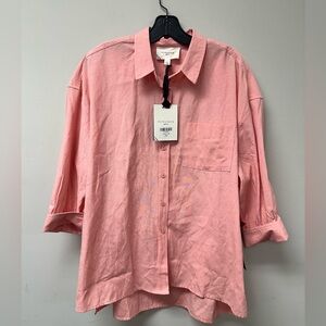 NWT Pomander place Tuckernuck pink oversized button down long sleeve shirt Large